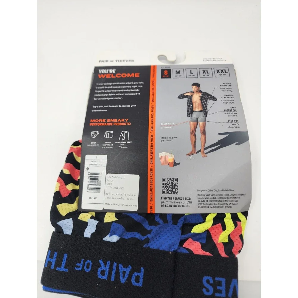 Pair of Thieves Mens SuperFit Boxer Briefs Black Polyamide Blend Size Small